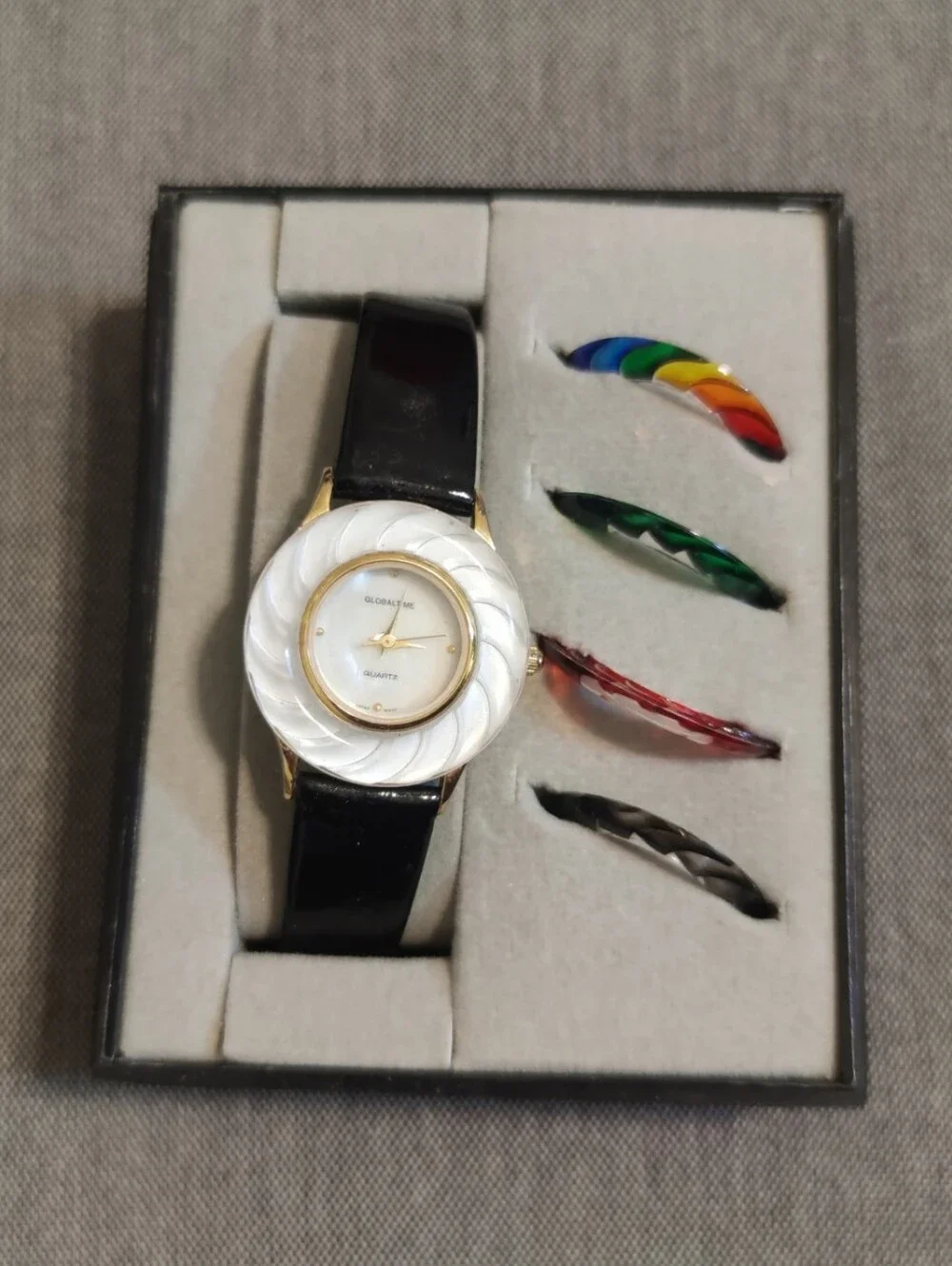 Globaltime Dial Watch with Interchangeable Accent Bezel